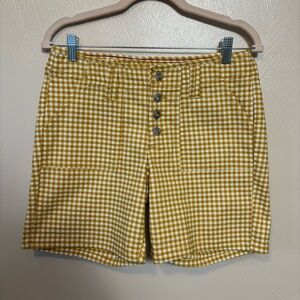 Sabrina Lauren Women's Shirts Gingham Yellow White Pockets Button Fly Stretch 10